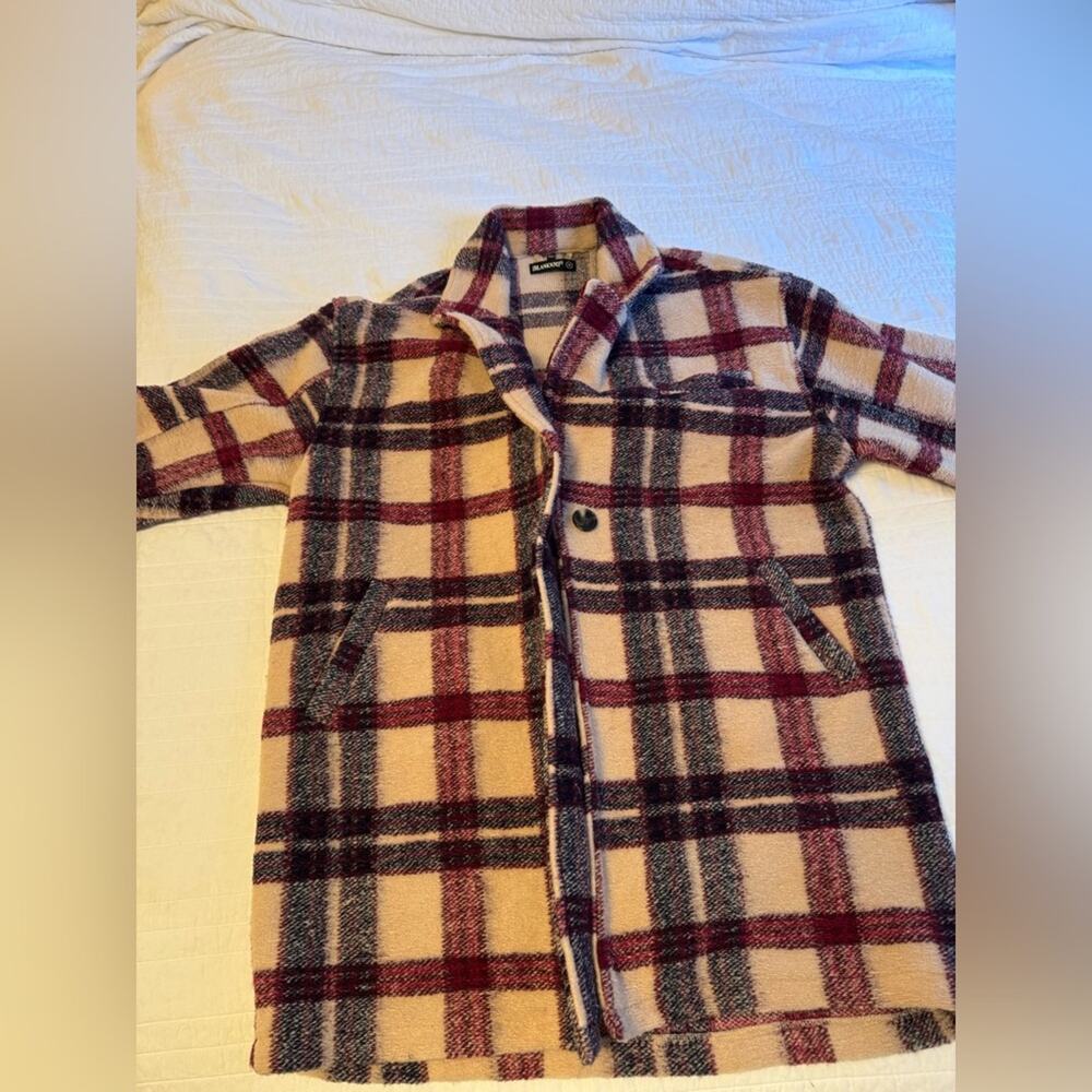 Plaid Wool Blend Coat
